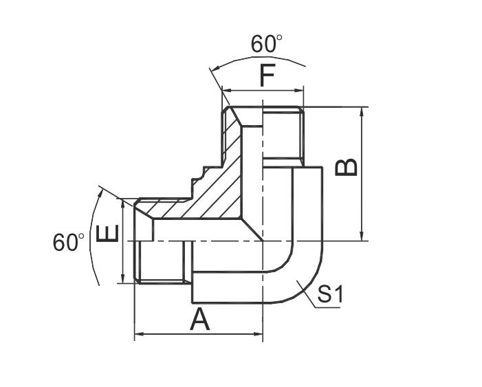 1B9  90°弯 英管外螺纹60°内锥